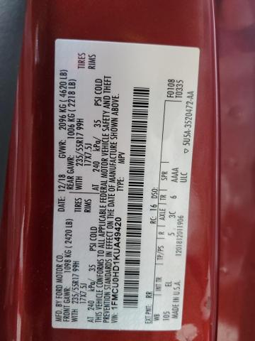 2019 FORD ESCAPE SEL - 1FMCU0HD1KUA49420