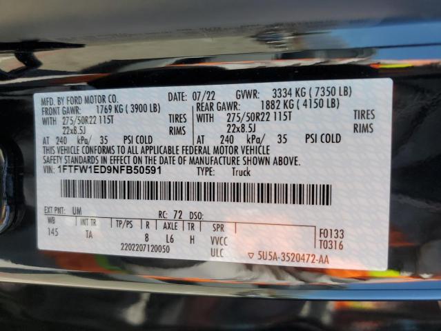 2022 FORD F150 SUPER - 1FTFW1ED9NFB50591