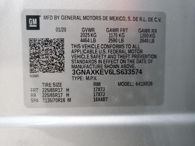 2020 CHEVROLET EQUINOX LT - 3GNAXKEV6LS633574