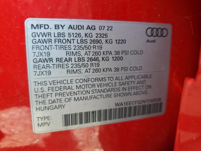 VIN WA1EECF32N1150536 2022 Audi Q3, Premium Plus S ... no.13