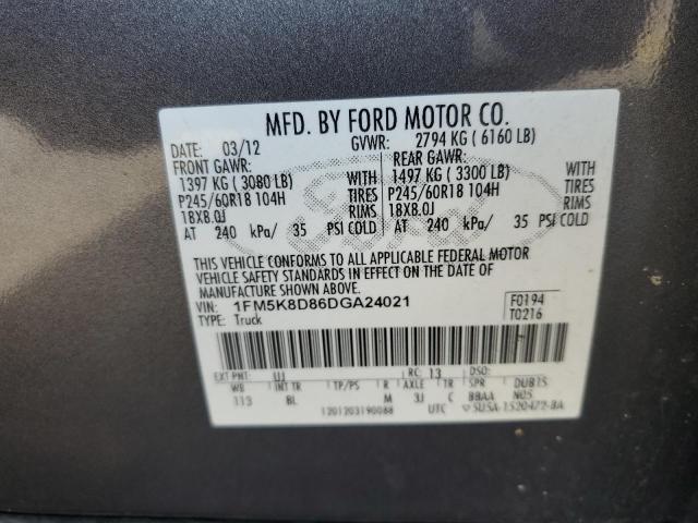 VIN 1FM5K8D86DGA24021 2013 Ford Explorer, Xlt no.14