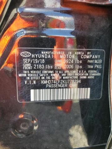 VIN KMHD74LF2KU778294 2019 Hyundai Elantra, SE no.13