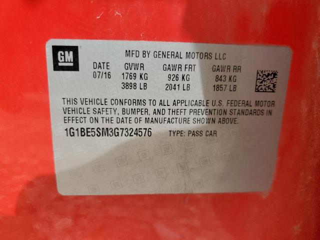 2016 CHEVROLET CRUZE LT - 1G1BE5SM3G7324576