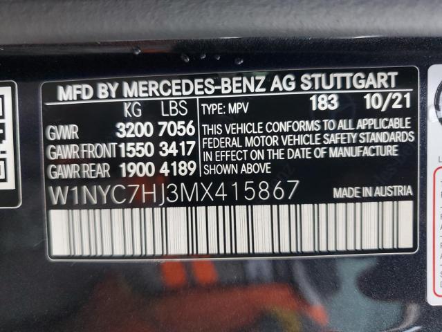 VIN W1NYC7HJ3MX415867 2021 Mercedes-Benz G-Class, 6... no.14