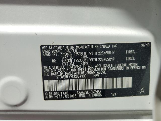 VIN 2T3W1RFV7LC034193 2020 Toyota RAV4, Xle no.14