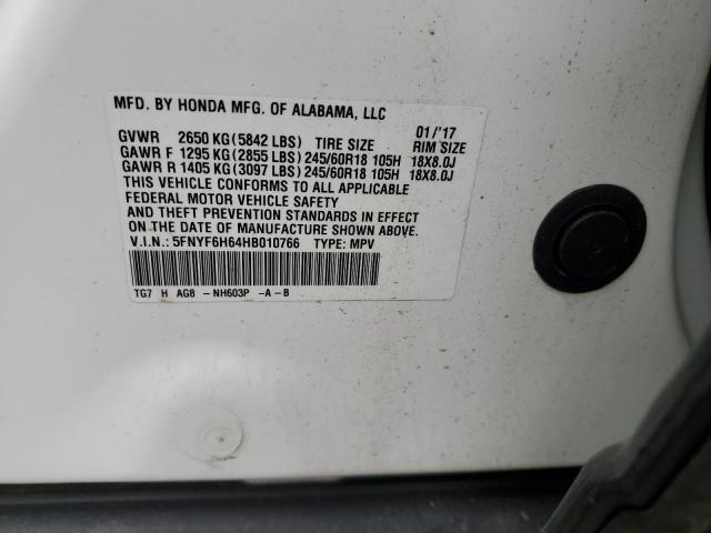 2017 HONDA PILOT EXL - 5FNYF6H64HB010766