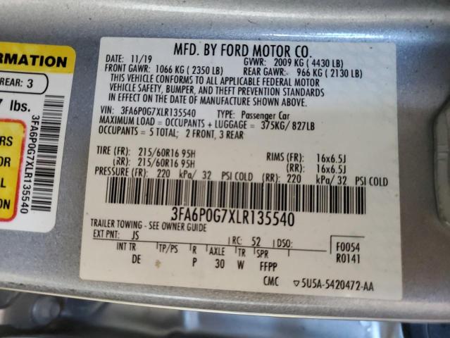 VIN 3FA6P0G7XLR135540 2020 Ford Fusion, S no.13