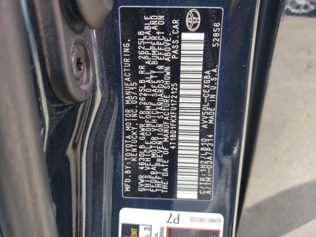 VIN 4T1BD1FKXFU172125 2015 Toyota Camry, Hybrid no.12