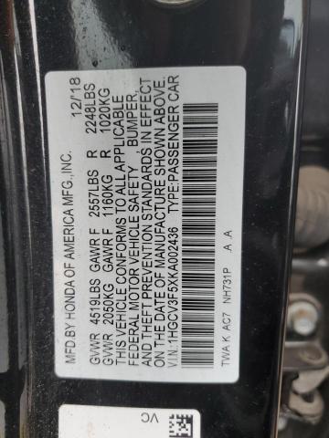 2019 HONDA ACCORD HYB - 1HGCV3F5XKA002436