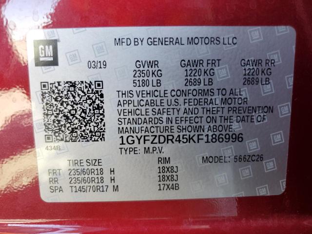 VIN 1GYFZDR45KF186996 2019 Cadillac XT4, Premium Lu... no.12