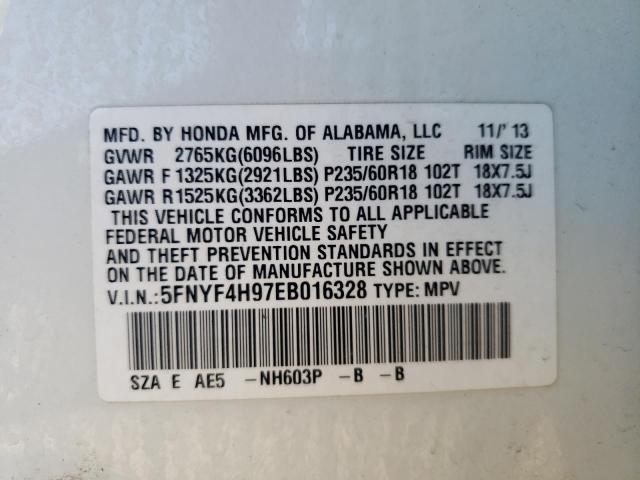 VIN 5FNYF4H97EB016328 2014 Honda Pilot, Touring no.12