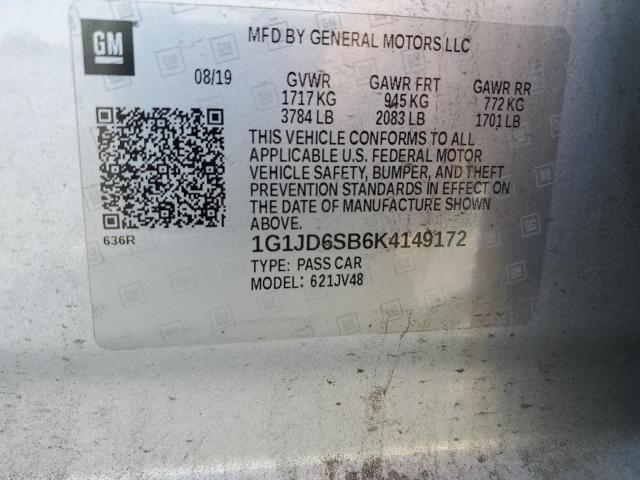 2019 CHEVROLET SONIC LT - 1G1JD6SB6K4149172