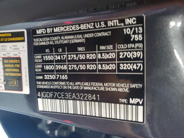 VIN 4JGDF7CE3EA322841 2014 Mercedes-Benz GL-Class, ... no.13