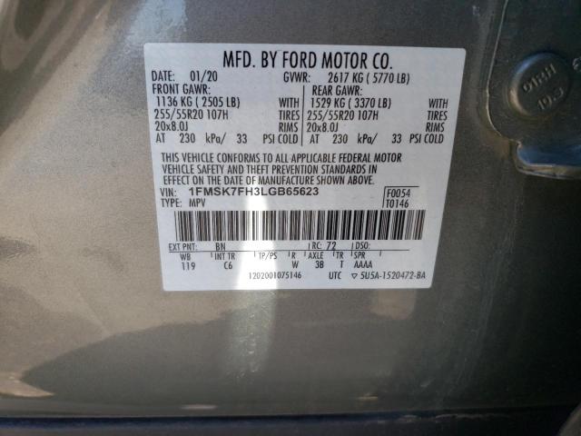 2020 FORD EXPLORER L - 1FMSK7FH3LGB65623