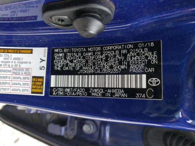 VIN JTDKBRFU4J3592357 2018 Toyota Prius no.13