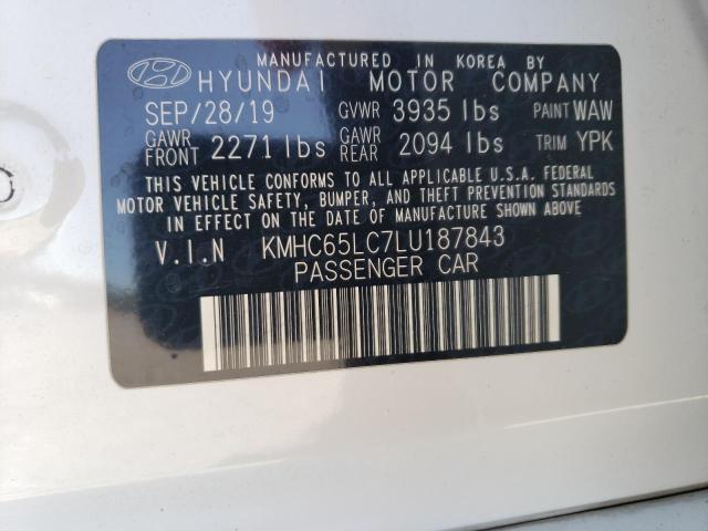 2020 HYUNDAI IONIQ BLUE - KMHC65LC7LU187843
