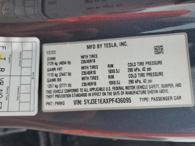 VIN 5YJ3E1EAXPF436095 2023 TESLA MODEL 3 no.12