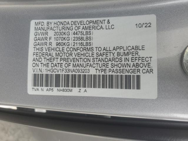 2022 HONDA ACCORD SPO - 1HGCV1F33NA093203