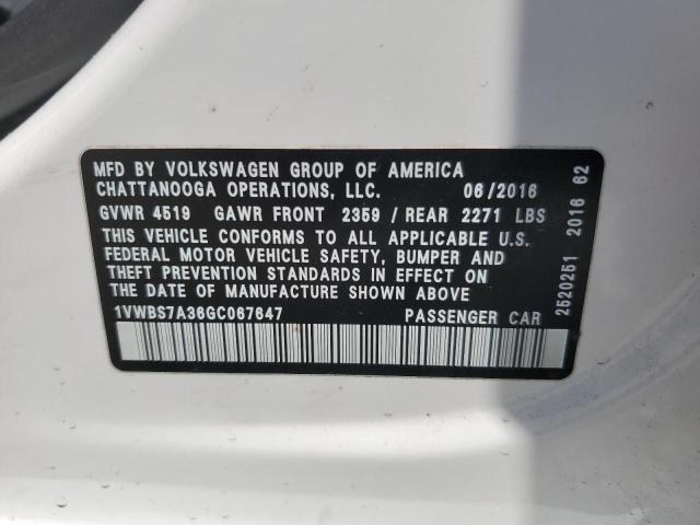 2016 VOLKSWAGEN PASSAT SE - 1VWBS7A36GC067647