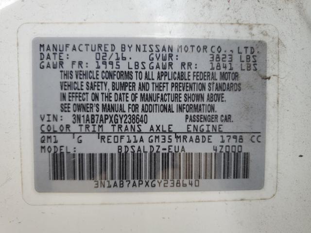 2016 NISSAN SENTRA S - 3N1AB7APXGY238640