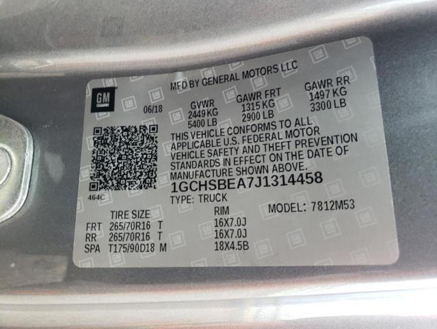 2018 CHEVROLET COLORADO - 1GCHSBEA7J1314458