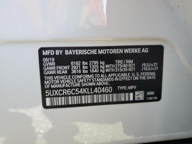 VIN 5UXCR6C54KLL40460 2019 BMW X5, Xdrive40I no.13