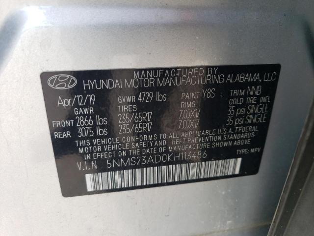 2019 HYUNDAI SANTA FE S - 5NMS23AD0KH113486