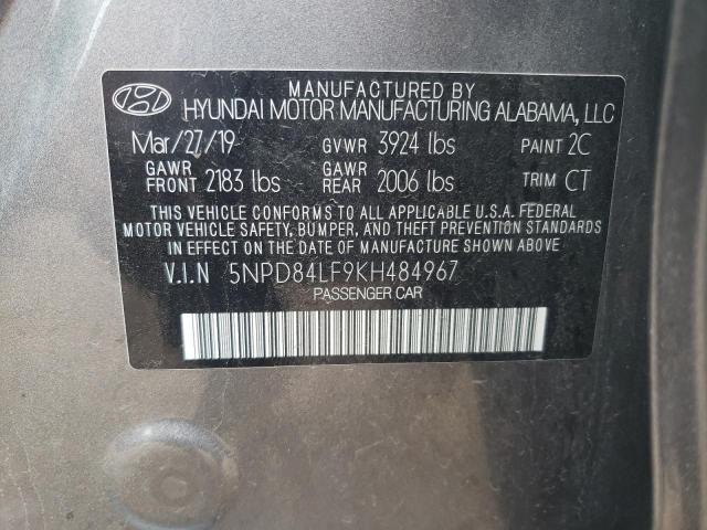 VIN 5NPD84LF9KH484967 2019 Hyundai Elantra, Sel no.12