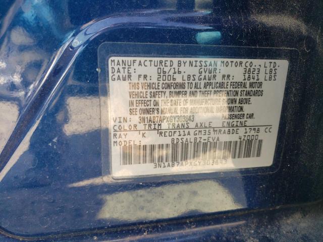 2016 NISSAN SENTRA S - 3N1AB7APXGY303843
