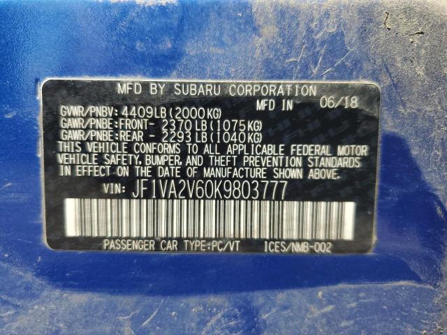 2019 SUBARU WRX STI LI - JF1VA2V60K9803777