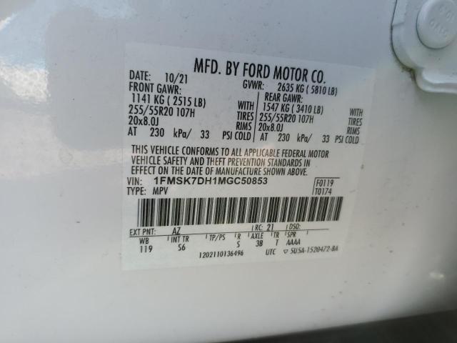 2021 FORD EXPLORER X - 1FMSK7DH1MGC50853