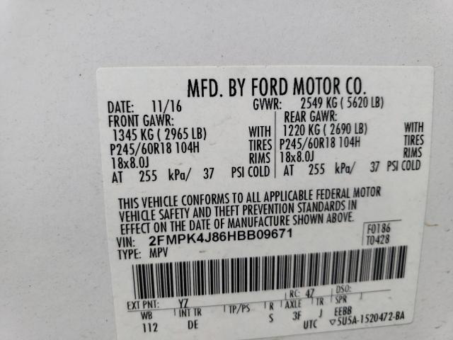 2017 FORD EDGE SEL - 2FMPK4J86HBB09671