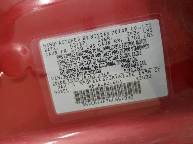 2017 NISSAN VERSA S - 3N1CN7AP7HL867030
