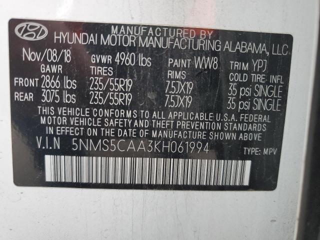 VIN 5NMS5CAA3KH061994 2019 Hyundai Santa Fe, Limited no.14