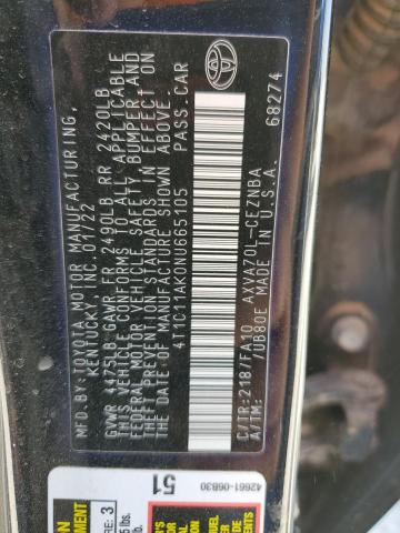 VIN 4T1C11AK0NU665105 2022 Toyota Camry, LE no.12