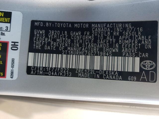 2016 TOYOTA COROLLA L - 2T1BURHE7GC719845