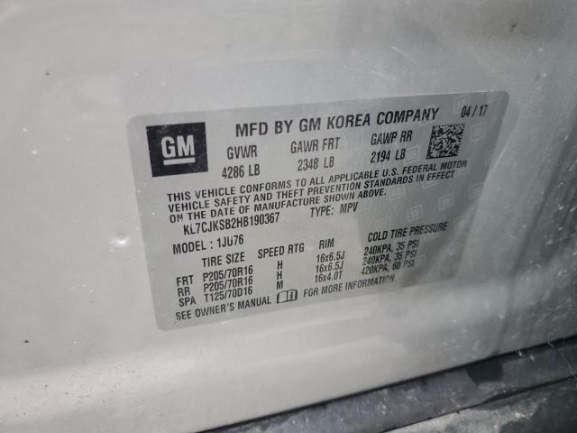 2017 CHEVROLET TRAX LS - KL7CJKSB2HB190367