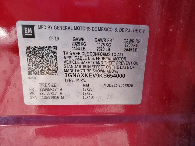 2019 CHEVROLET EQUINOX LT - 3GNAXKEV9KS654000