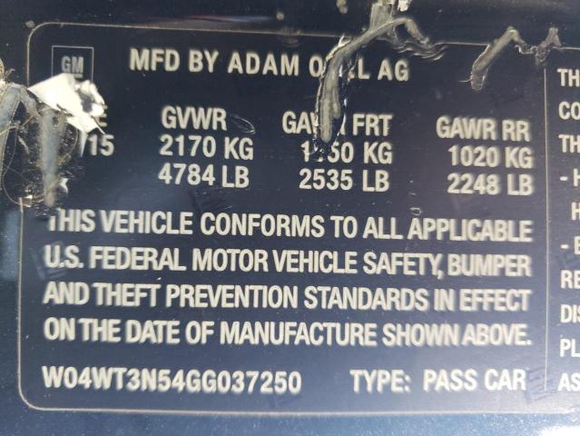 2016 BUICK CASCADA PR W04WT3N54GG037250