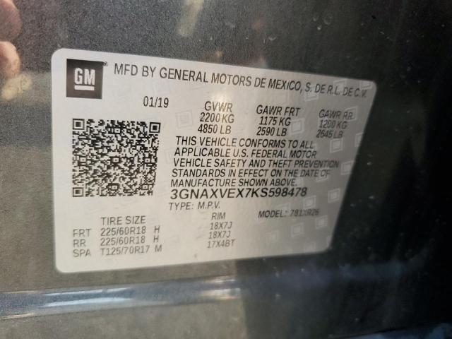 2019 CHEVROLET EQUINOX LT - 3GNAXVEX7KS598478
