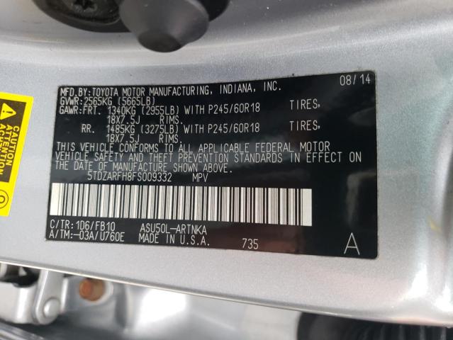 2015 TOYOTA HIGHLANDER - 5TDZARFH8FS009332