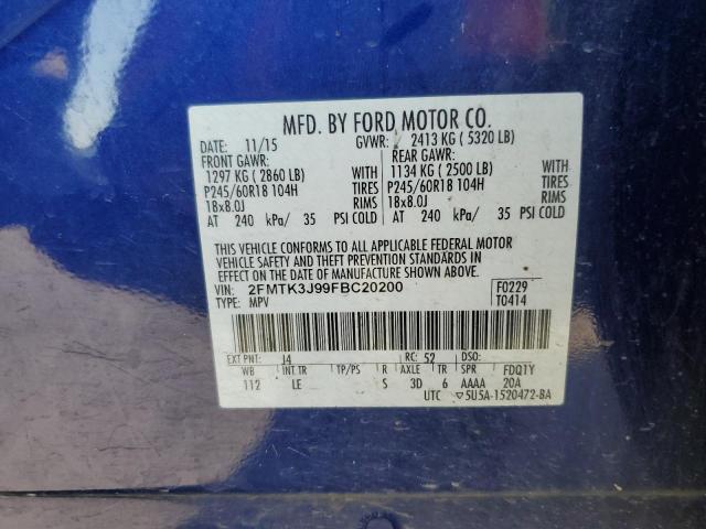 VIN 2FMTK3J99FBC20200 2015 Ford Edge, Sel no.14