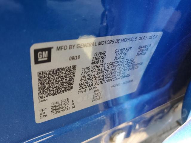 2019 CHEVROLET EQUINOX LT - 3GNAXUEV6KS540645