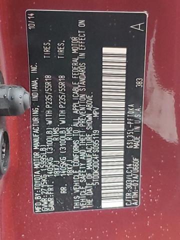 2015 TOYOTA SIENNA XLE - 5TDDK3DC4FS095119