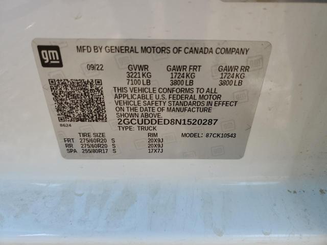 2022 CHEVROLET 1500 - 2GCUDDED8N1520287