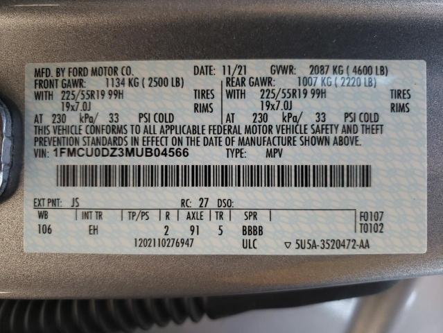 2021 FORD ESCAPE TIT - 1FMCU0DZ3MUB04566