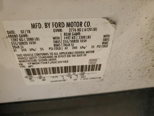 2018 FORD EXPLORER X - 1FM5K7D87JGC23102