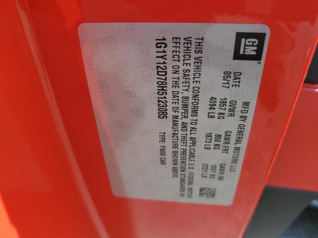 2017 CHEVROLET CORVETTE G - 1G1Y12D78H5123085