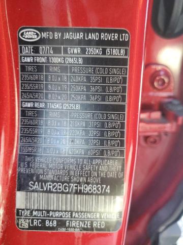 VIN SALVR2BG7FH968374 2015 Land Rover Range Rover, ... no.13