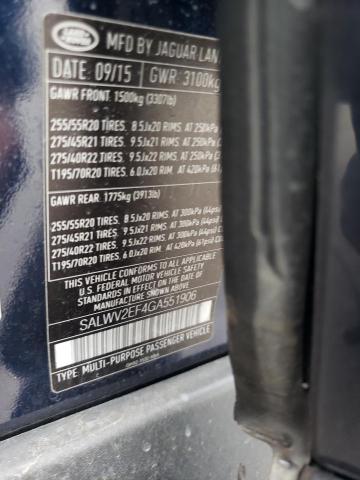 2016 LAND ROVER RANGE ROVE - SALWV2EF4GA551906
